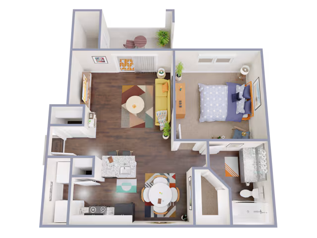 1 Bed, 1 Bath 7-733 floor plan